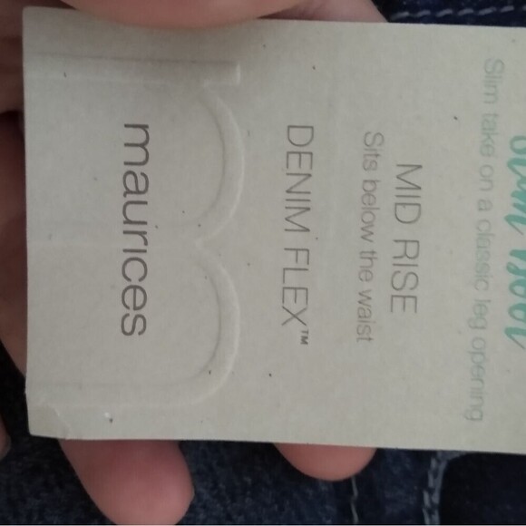 Maurices Slim Boot Midrise Denim Flex Medium Wash Embroidered Pocket Sz 8 LONG - Picture 7 of 11